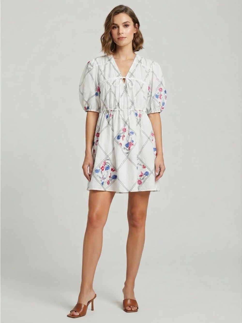 ASOS Design White Floral Embroidered Mini Dress
